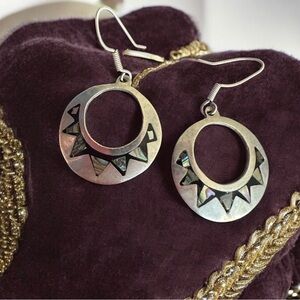 Native American Sterling Silver Abalone Earrings